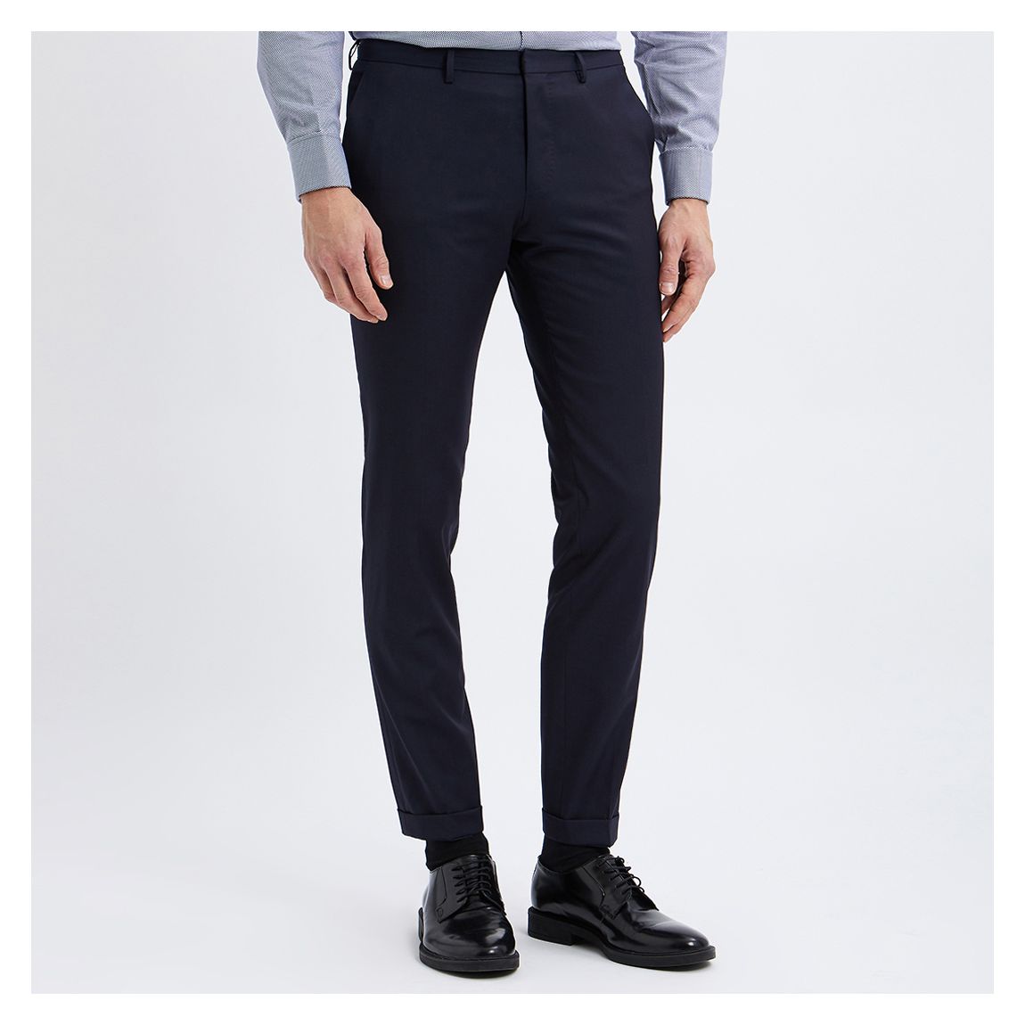 Dark Blue Wave Wool Suit Trousers main product photo
