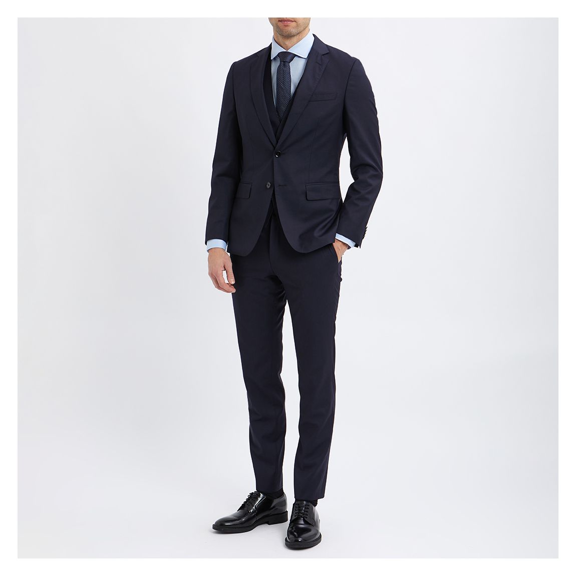 Dark Blue Huge 3 Piece Wool Suit main product photo