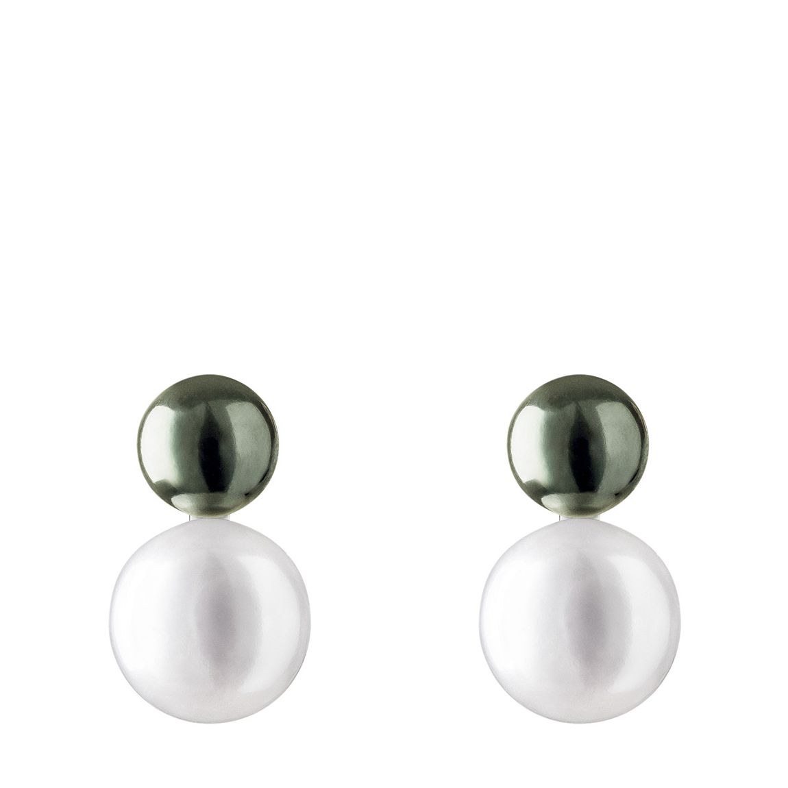 White and Grey Duo Freshwater Pearl Earring main product photo