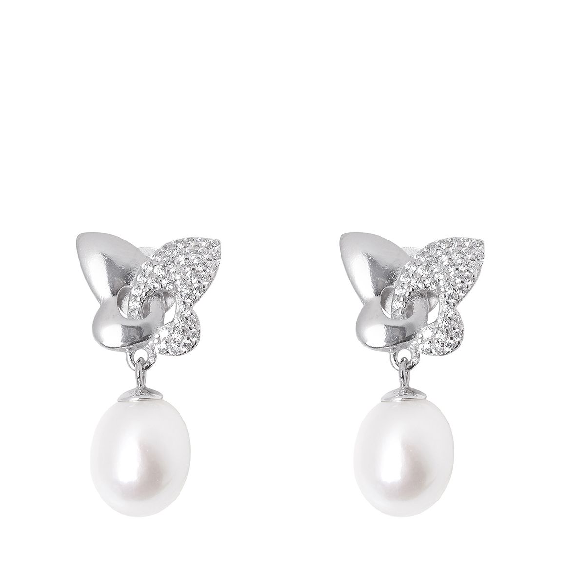 Silver and White Butterfly Freshwater Pearl Earring main product photo