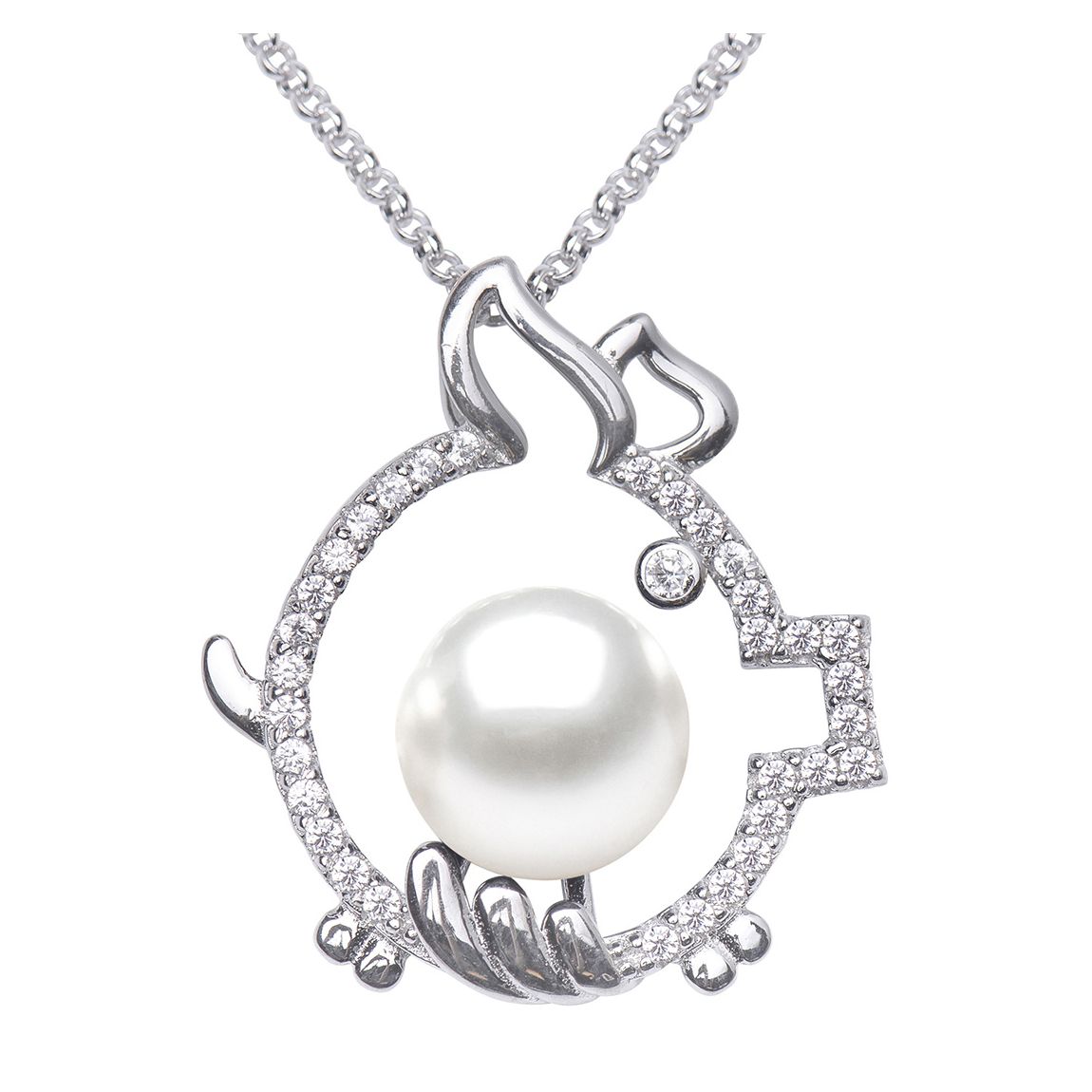 White and Silver Freshwater Pearl Necklace main product photo