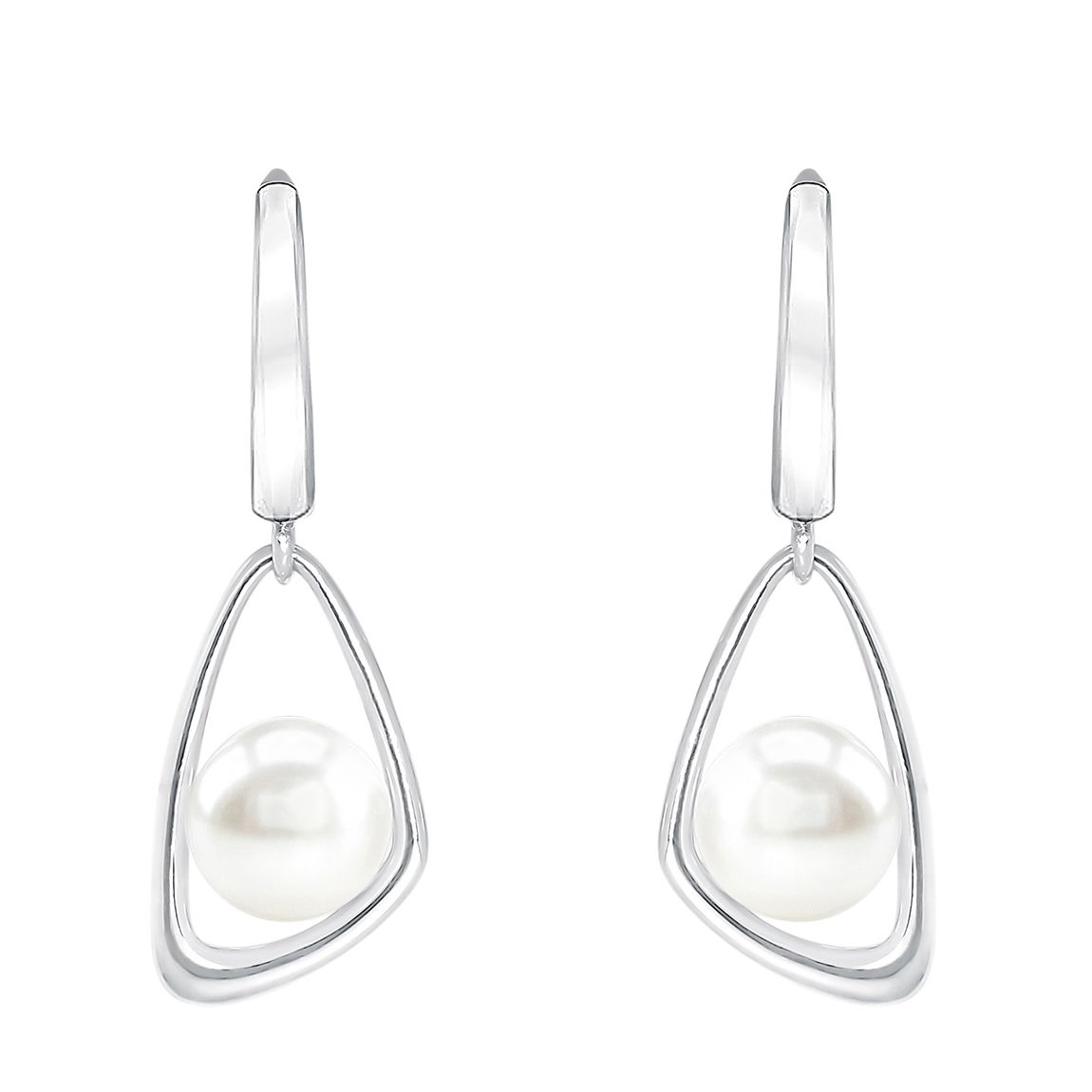 White and Silver Freshwater Pearl Drop Earrings main product photo