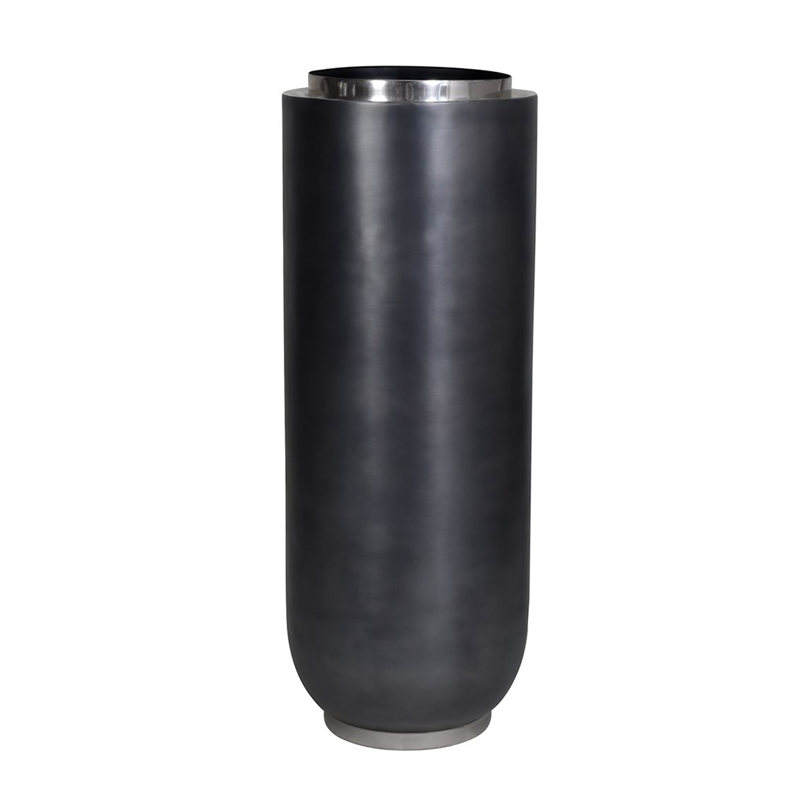 Arizona Silver rimmed burnished metal drum planter tall main product photo