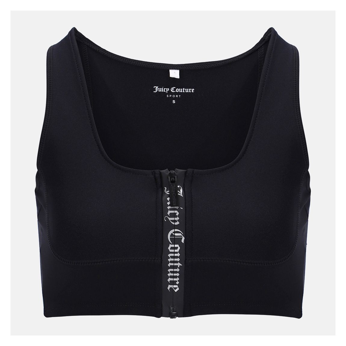 Black High Shine Zip Bralette main product photo