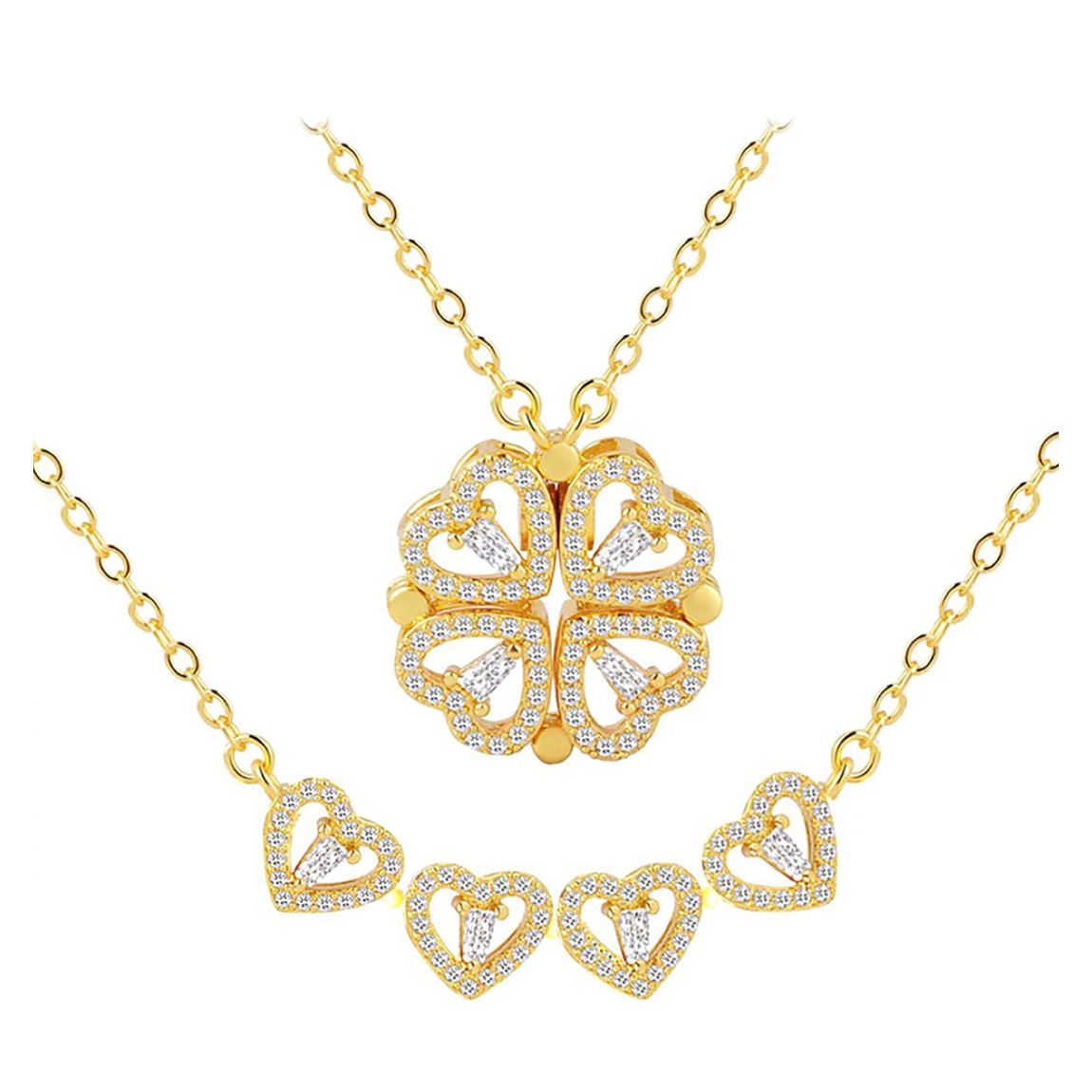 18K Gold Heart Cz Versaitile Necklace main product photo