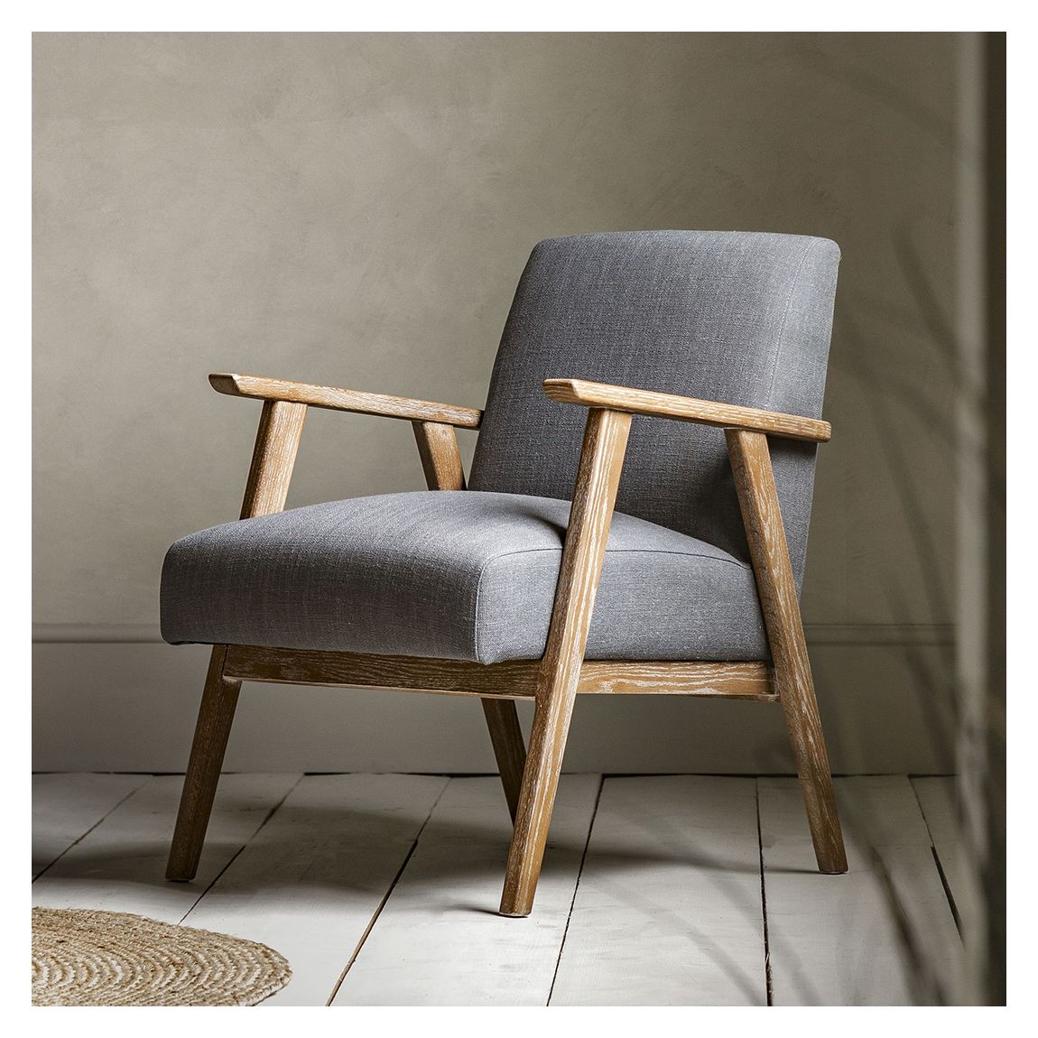 Fowey Armchair, Dark Grey Linen main product photo