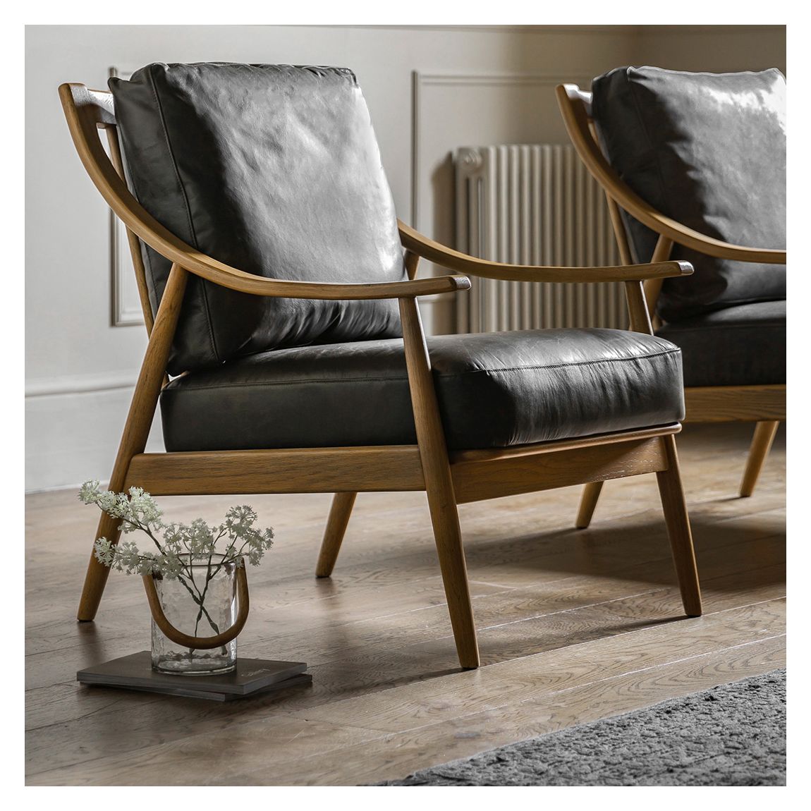 Austell Armchair, Antique Ebony Leather main product photo