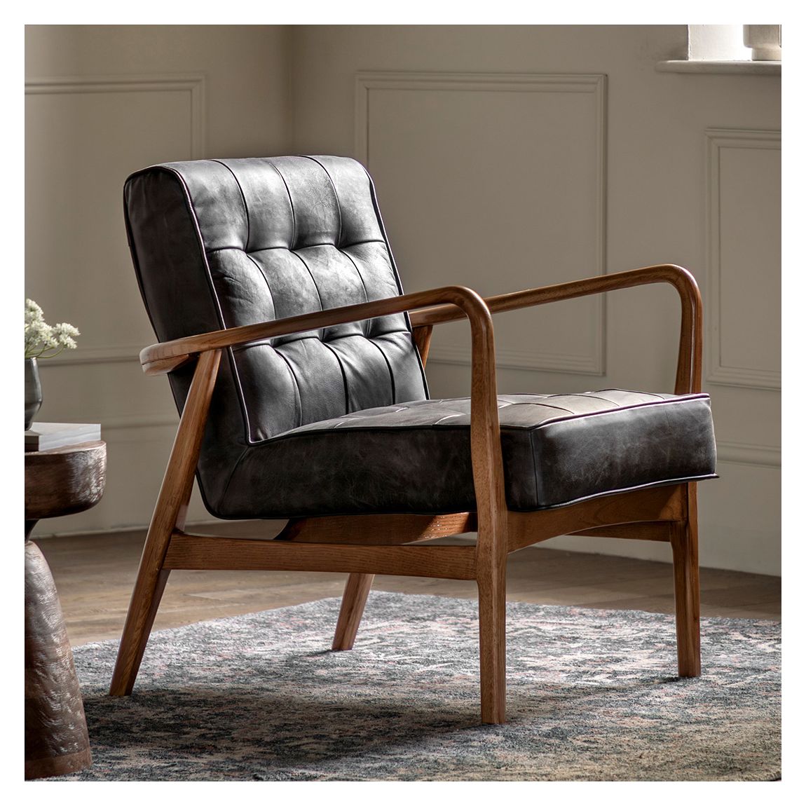 Dunstable Armchair, Antique Ebony Leather main product photo