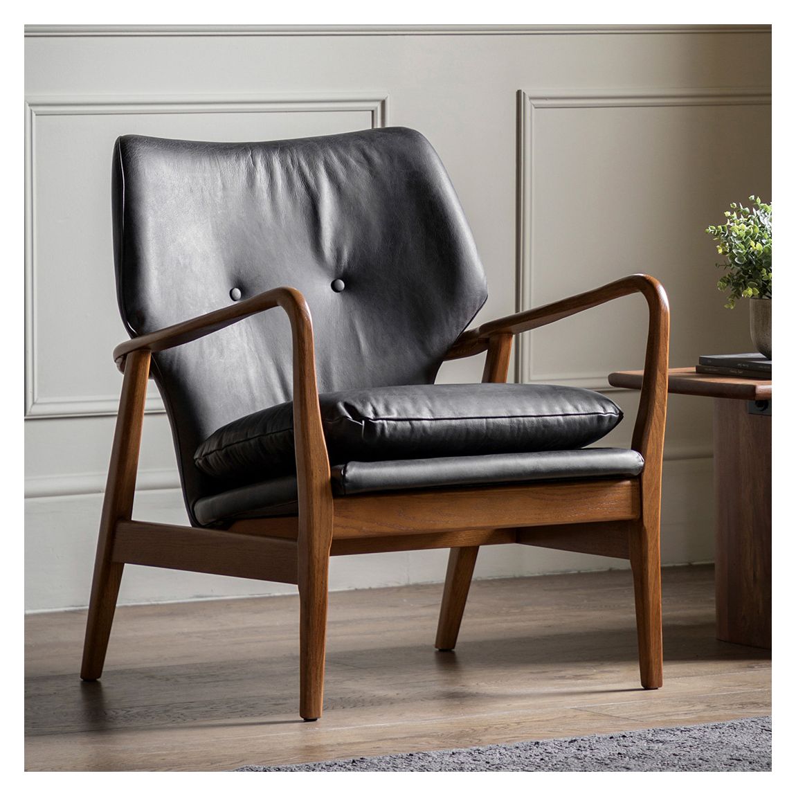 Creww Armchair, Antique Ebony Leather main product photo