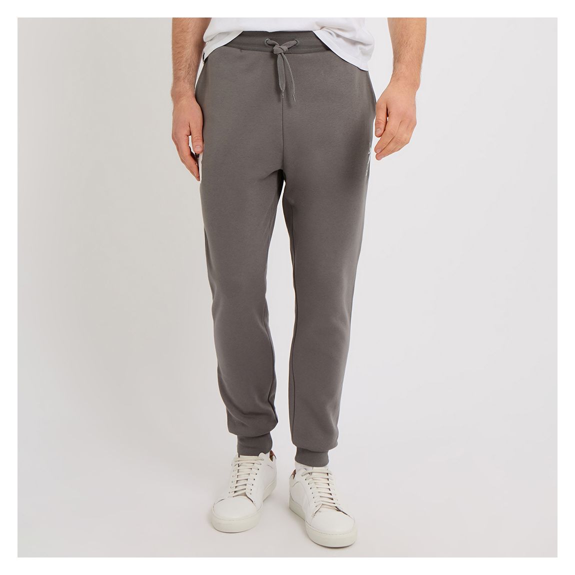 Dark Grey Cuffed Hem Cotton Blend Joggers main product photo