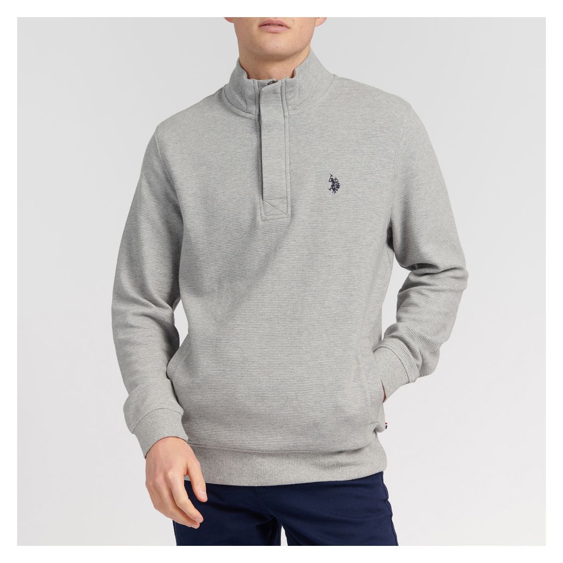 Grey Half Zip Cotton Sweatshirt main product photo