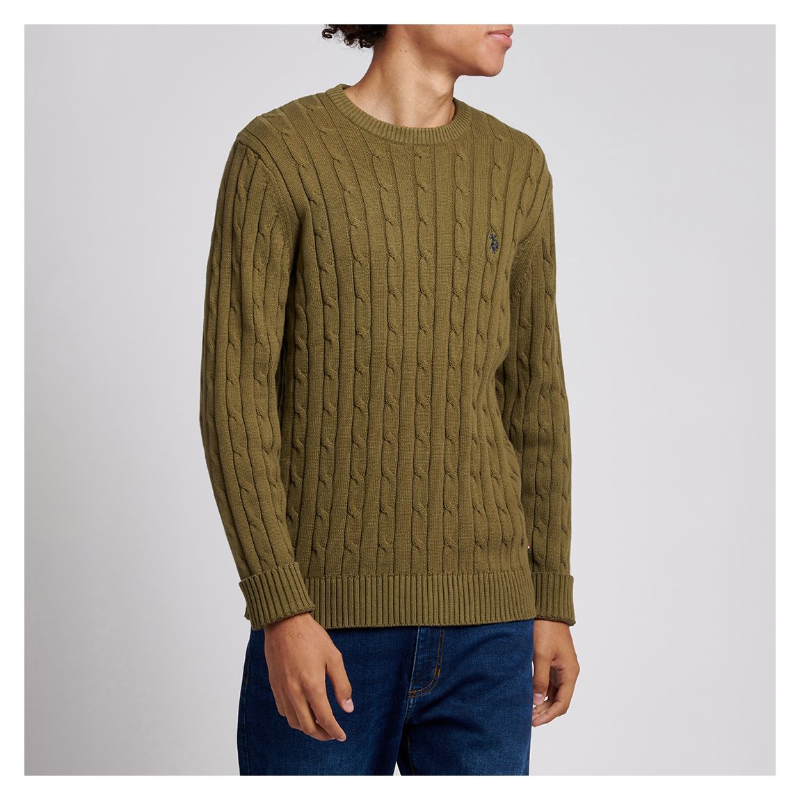 Khaki Cable Knit Cotton Jumper main product photo