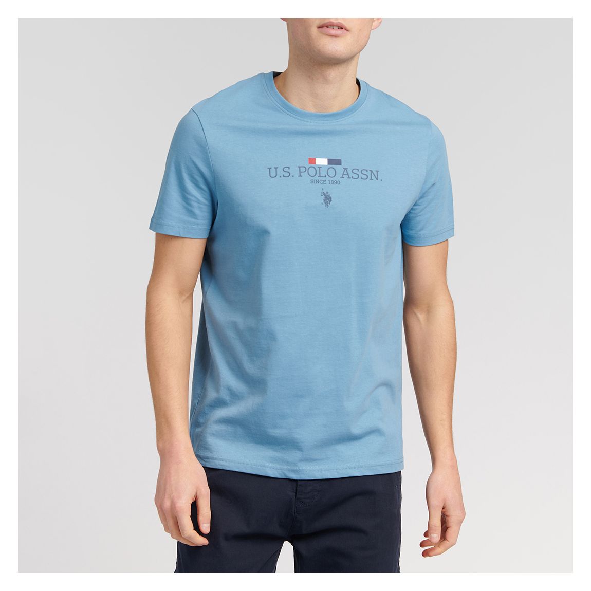 Blue Stacked Logo Cotton Blend T-Shirt main product photo