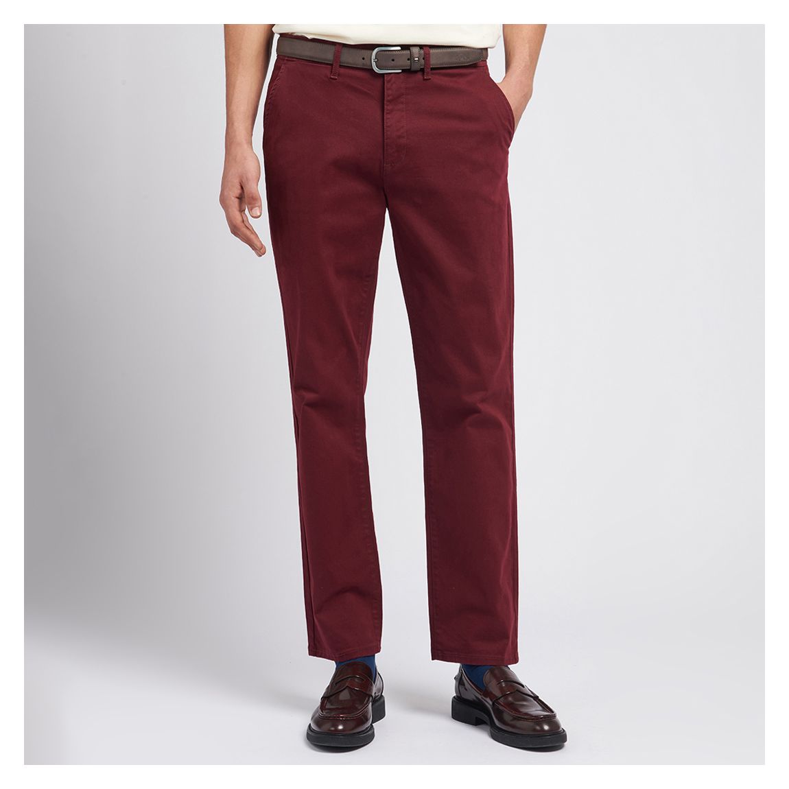 Dark Red Cotton Blend Chinos main product photo