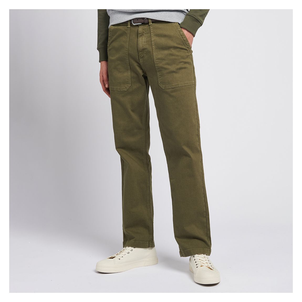 Khaki Cotton Blend Utility Trousers main product photo