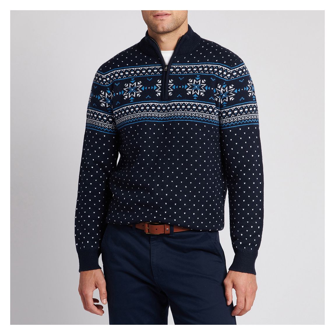 Navy Fairisle Half Zip Jumper main product photo