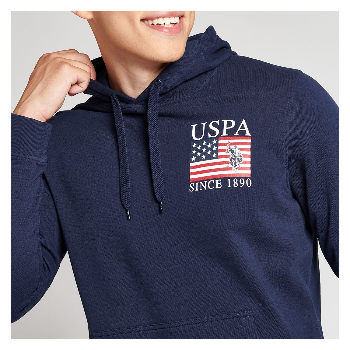 Navy Square Logo Cotton Hoodie main product photo
