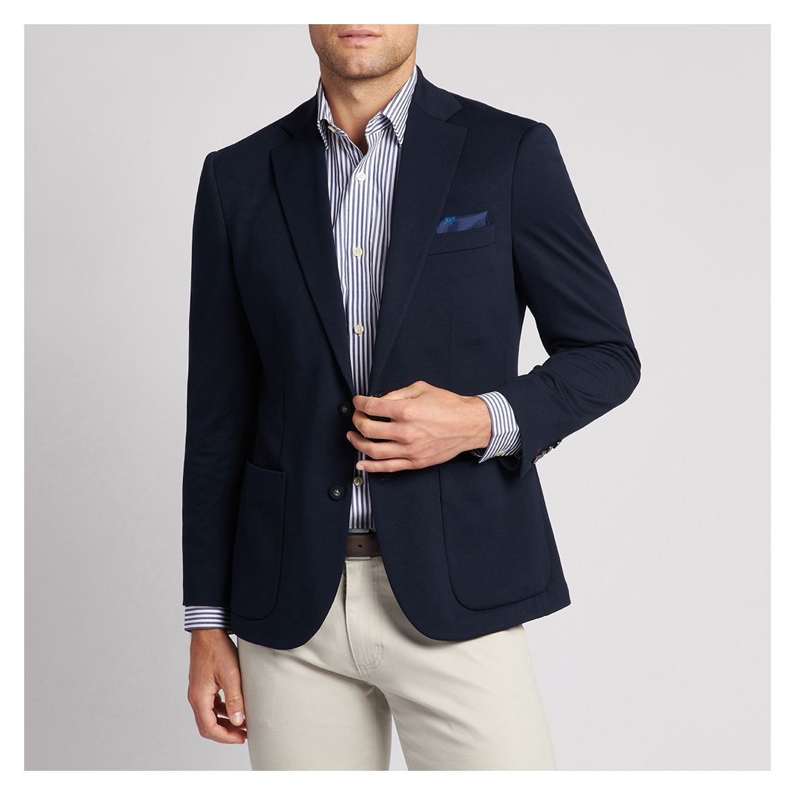 Navy Solid Jersey Cotton Blazer main product photo