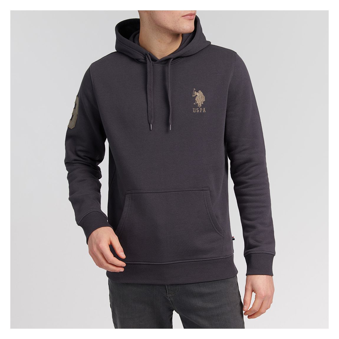 Charcoal Patch Design Cotton Blend Hoodie main product photo