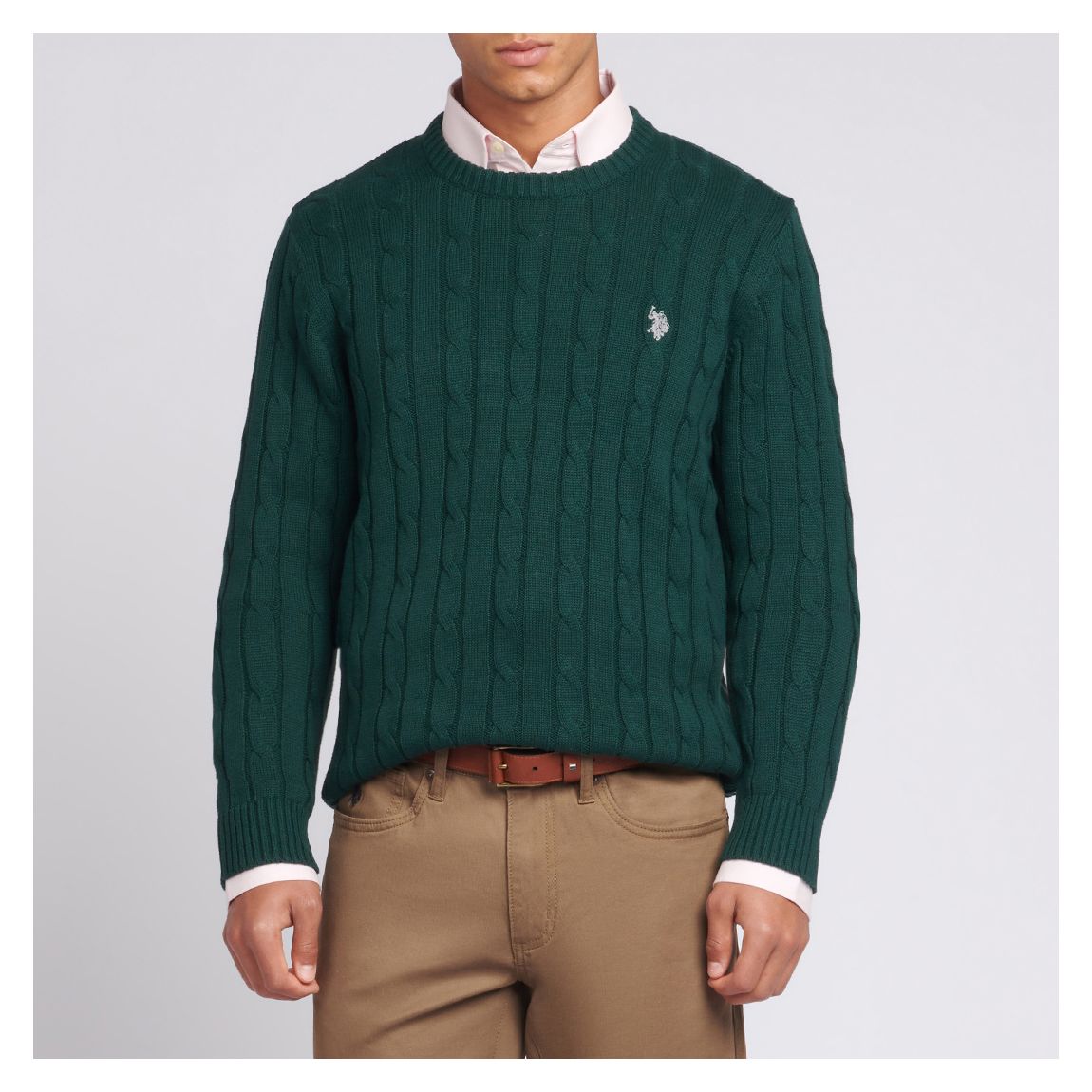 Green Cable Knit Cotton Jumper main product photo