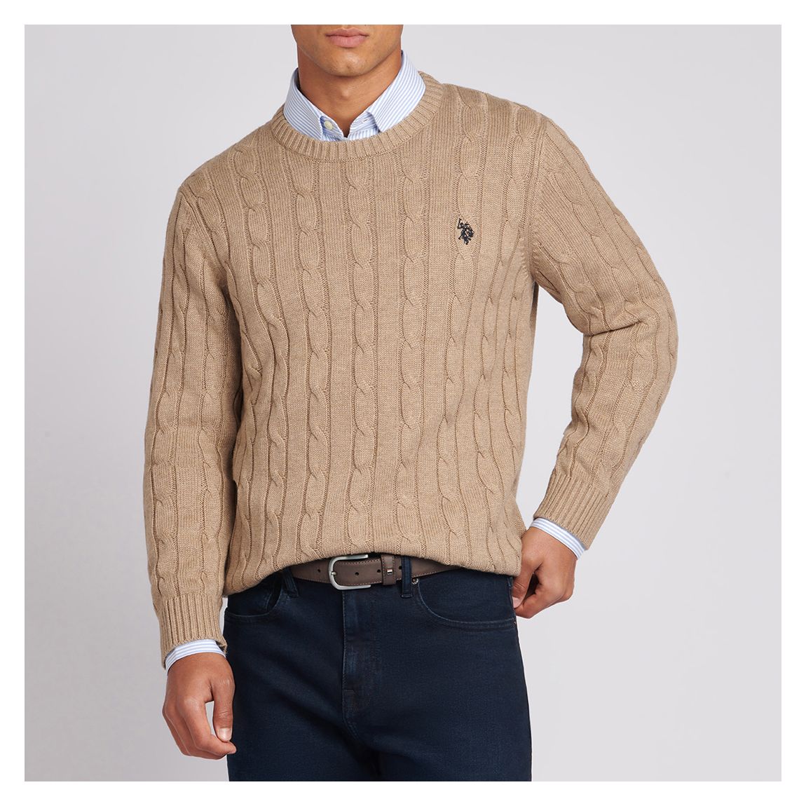Camel Cable Knit Cotton Jumper main product photo