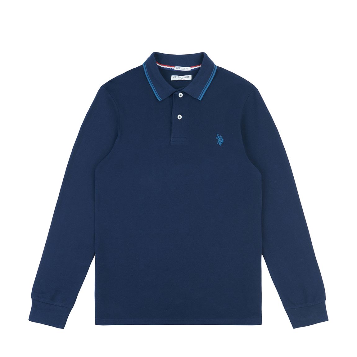 Navy Tipped Pique Cotton Polo Shirt main product photo