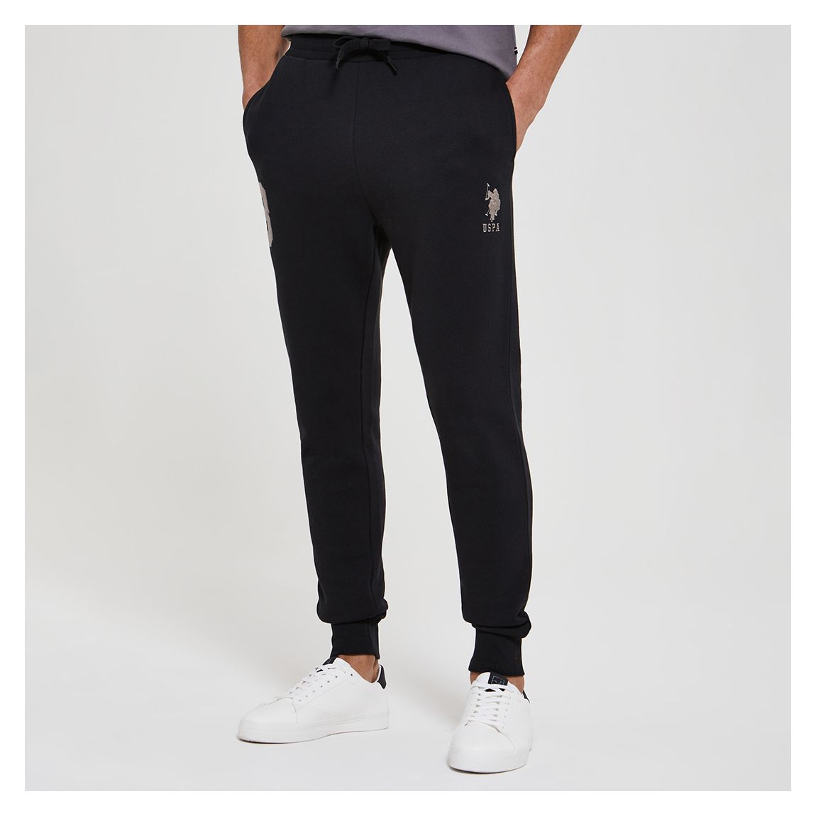 Black Cuffed Hem Cotton Blend Joggers main product photo