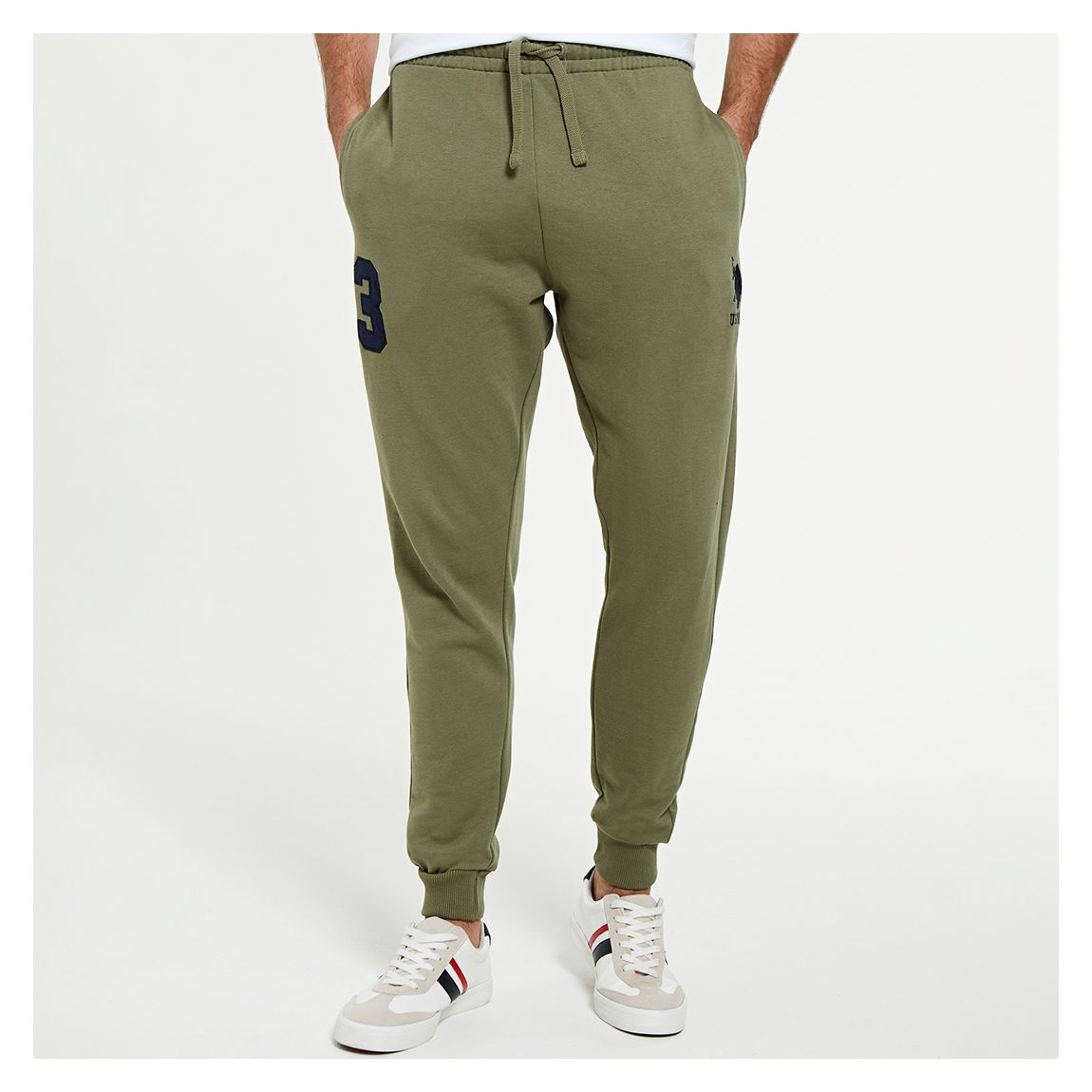 Green Cuffed Hem Cotton Blend Joggers main product photo
