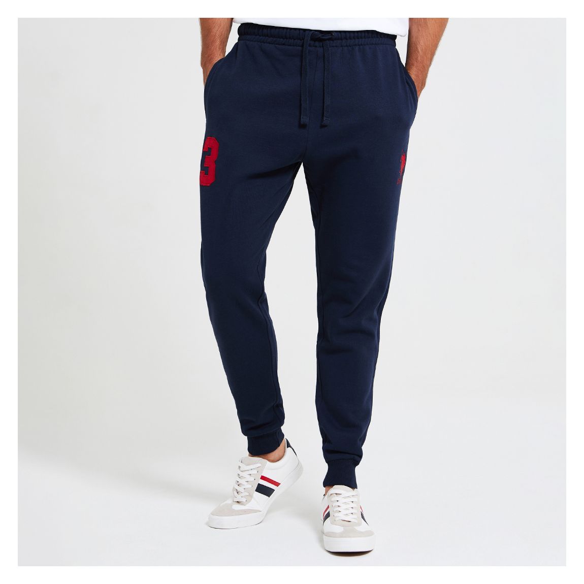 Navy Cuffed Hem Cotton Blend Joggers main product photo