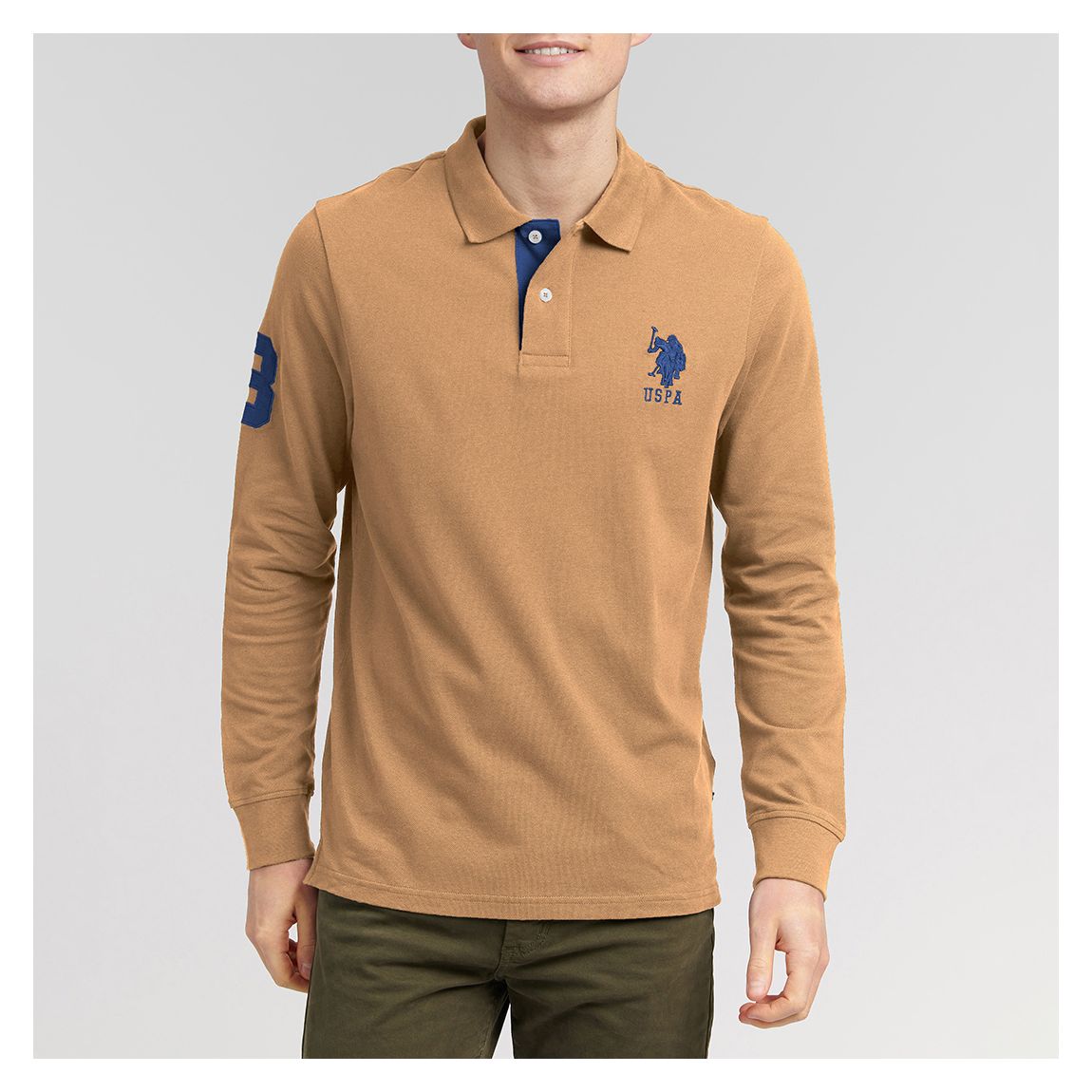 Camel Long Sleeve Cotton Polo Shirt main product photo