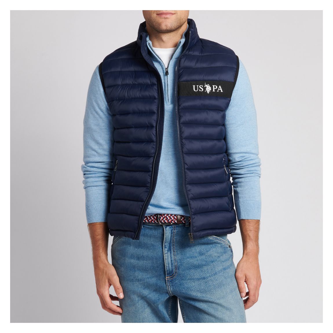Navy Quilted High Neck Gilet main product photo