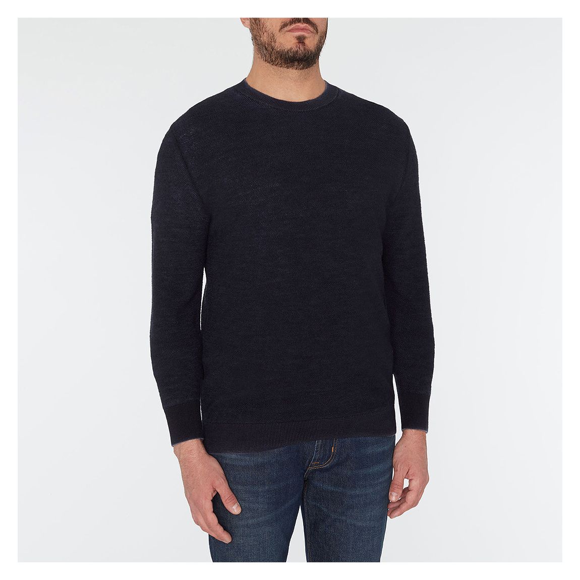 Navy Textured Merino Wool Jumper main product photo