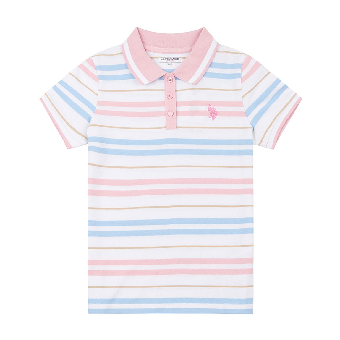 Teen Girl's White Striped Cotton Polo Shirt main product photo