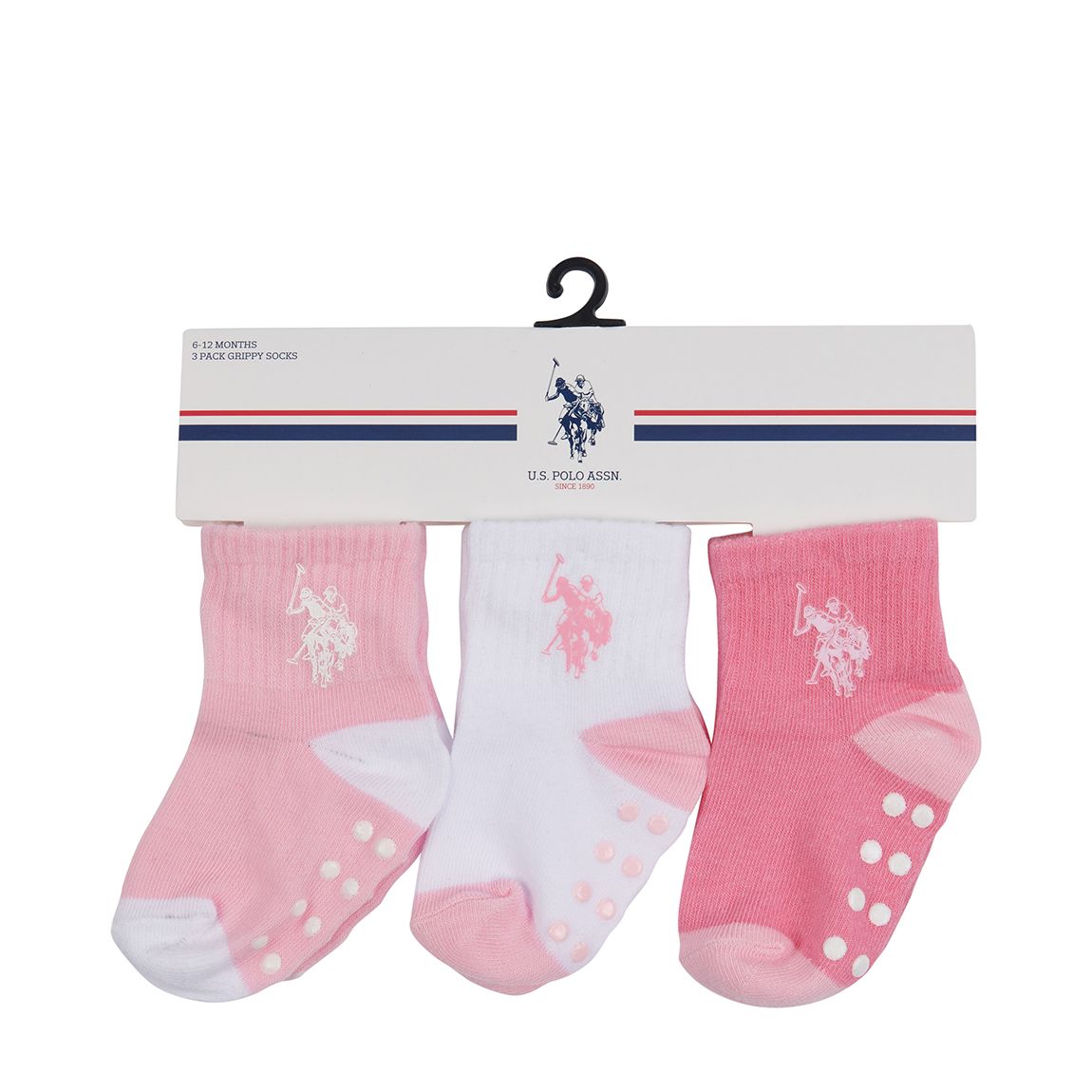 Baby's Pink/White Cotton Gripper Socks main product photo