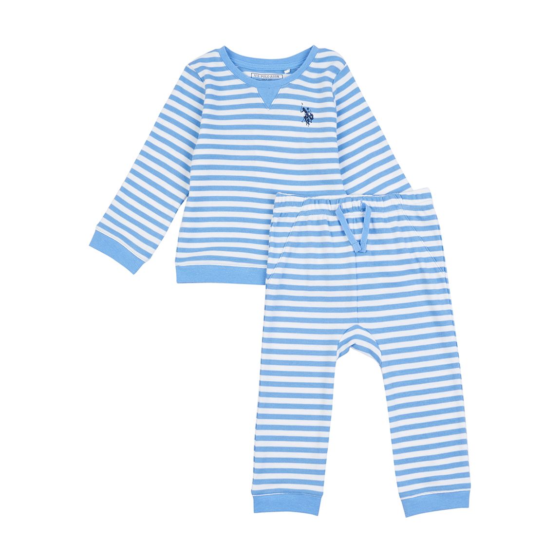 Baby's Blue Bretton Striped Cotton Set main product photo