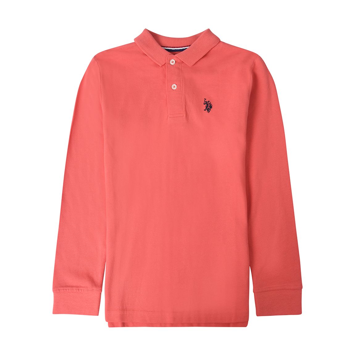 Boy's Coral Long Sleeve Core Pique Cotton Polo Shirt main product photo