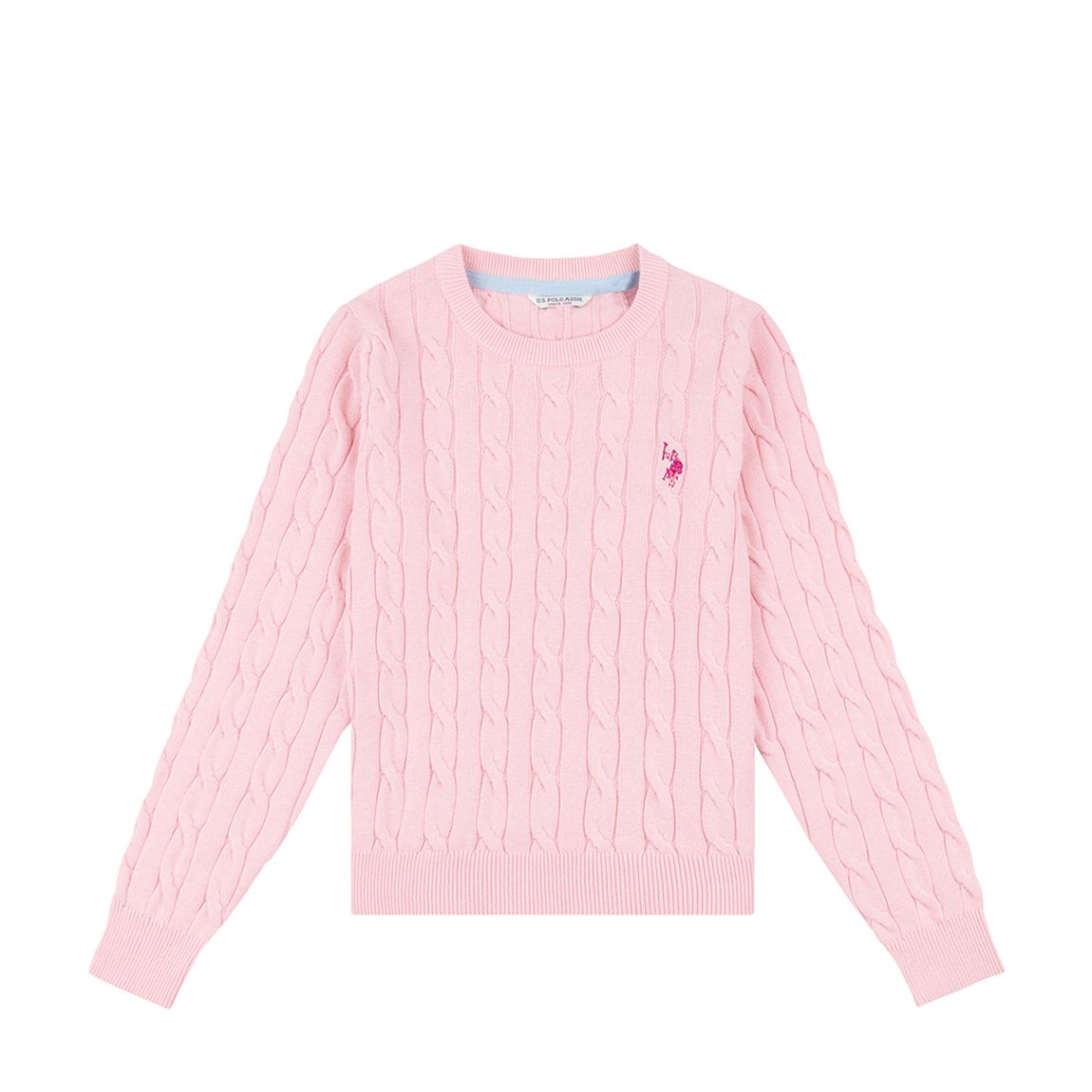 Teen Girl's Pale Pink Cable Knit Cotton Jumper main product photo
