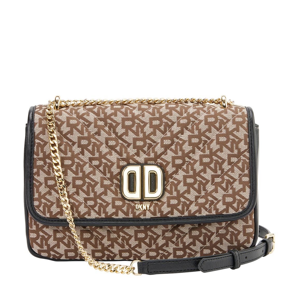 Chino Black Delphine Medium Flap Crossbody Bag With Chain Strap main product photo