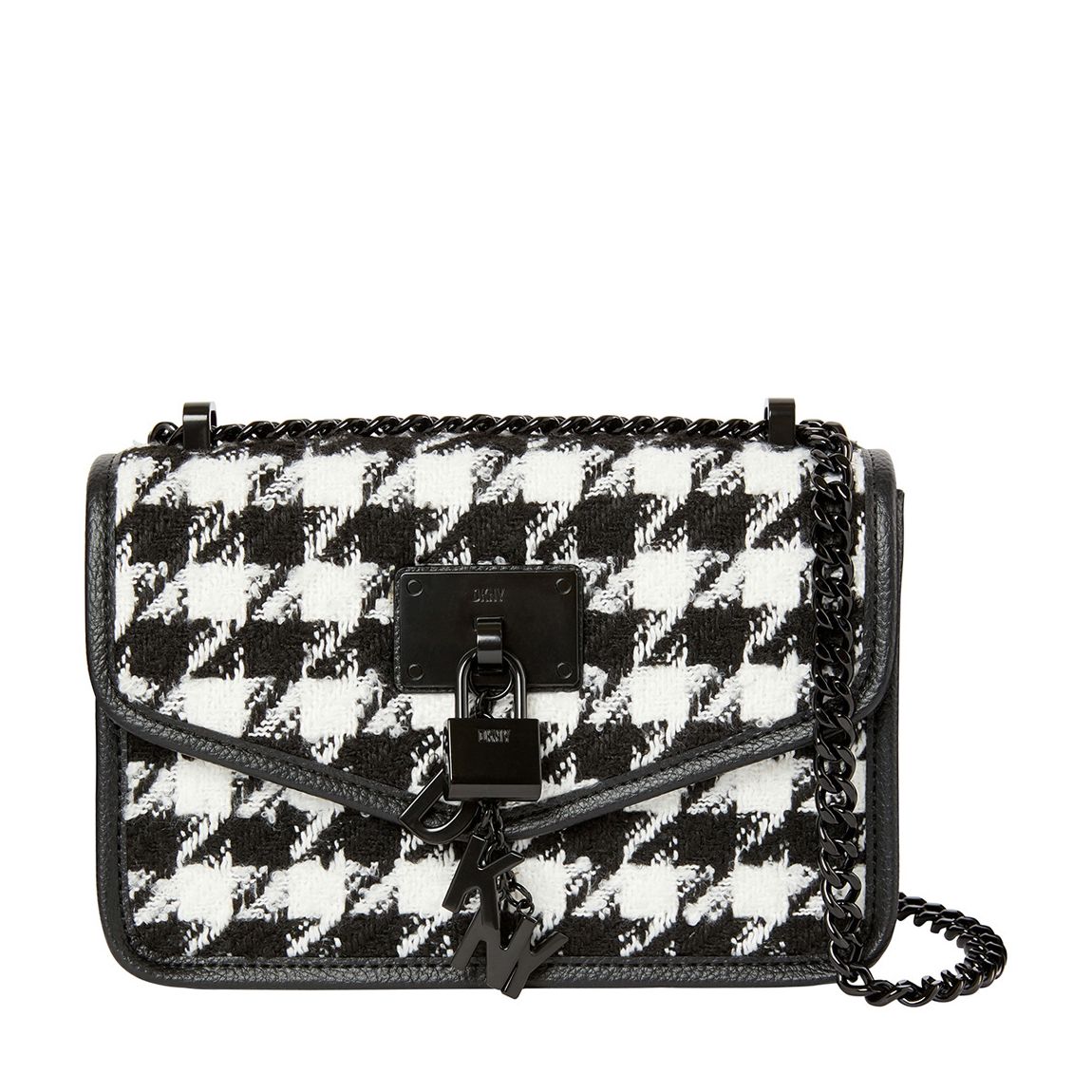 Black White Houndstooth Elissa Small Shoulder Bag main product photo