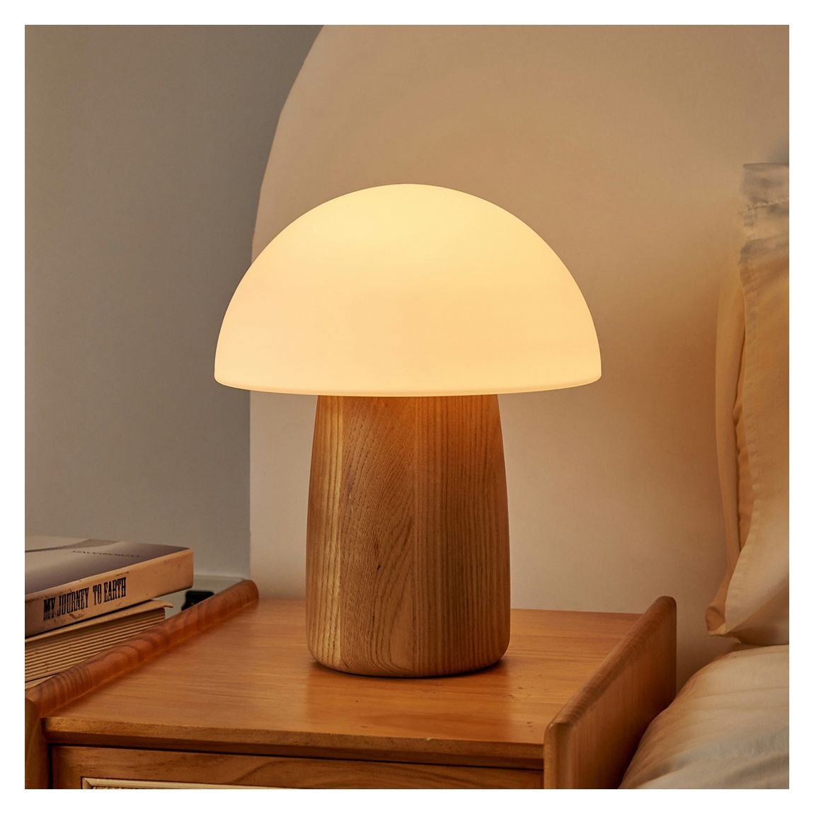 Large Alice Mushroom Lamp, Natural Walnut Wood main product photo