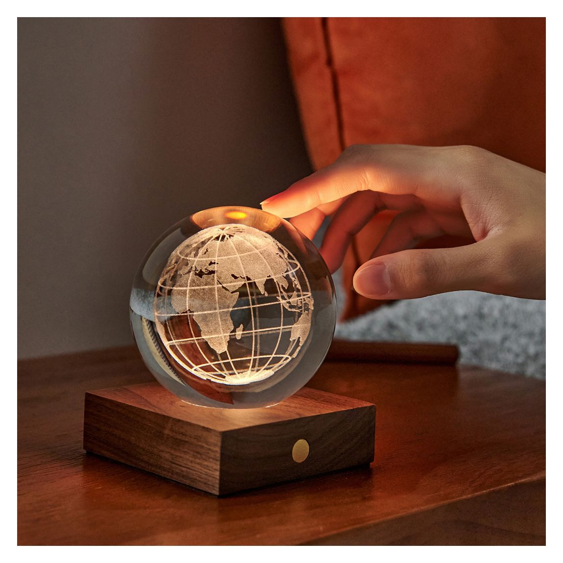 Amber Crystal Light, 3D laser World Globe main product photo
