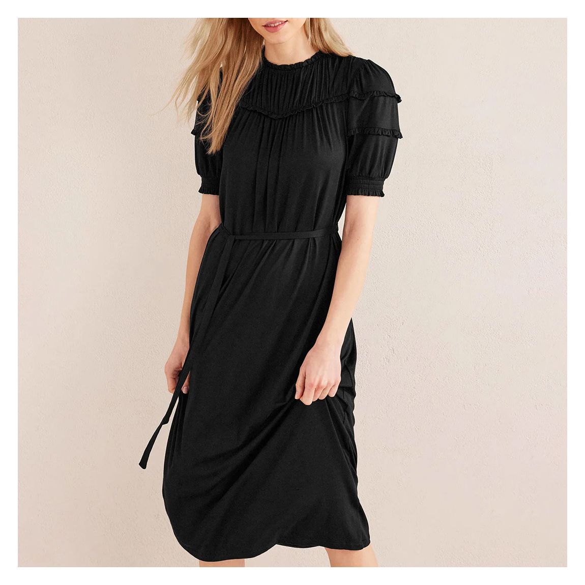 Black Yoke Detail Jersey Midi Dress main product photo