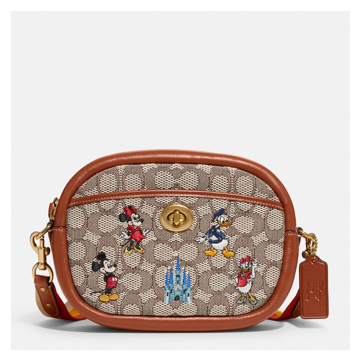 Brown Disney Parks Signature Textile Jacquard With Mickey And Friends Embroidery Camera Bag main product photo