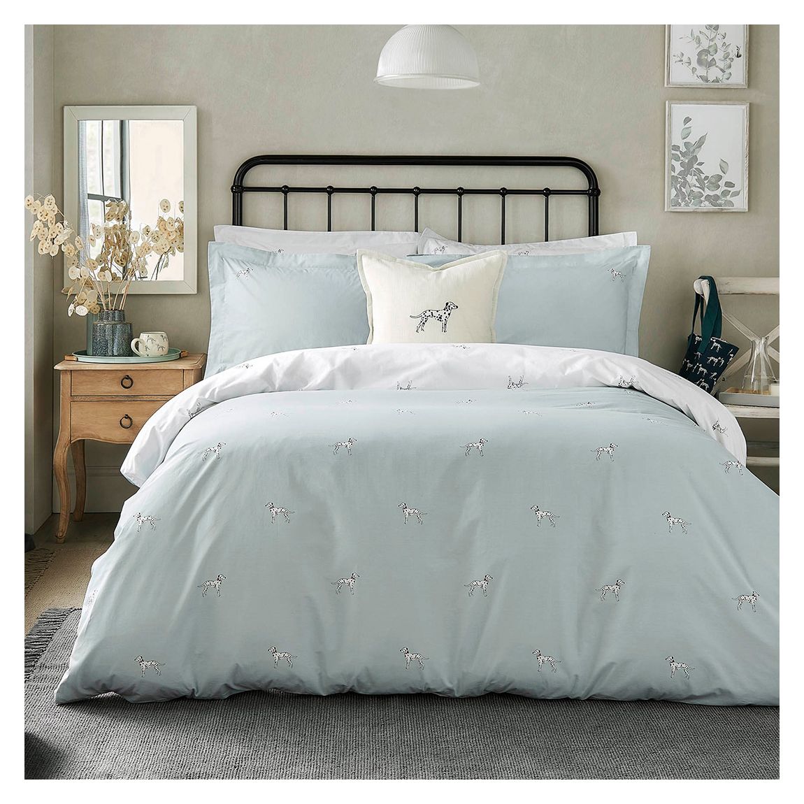 Dalmatian Single Bedset, Sky Blue main product photo