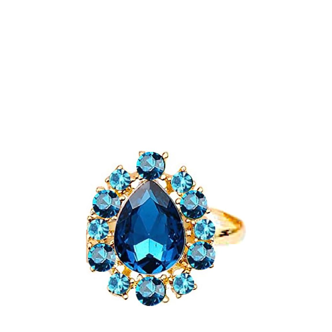 18K Gold Multi Blue Crystal Oval Ring main product photo