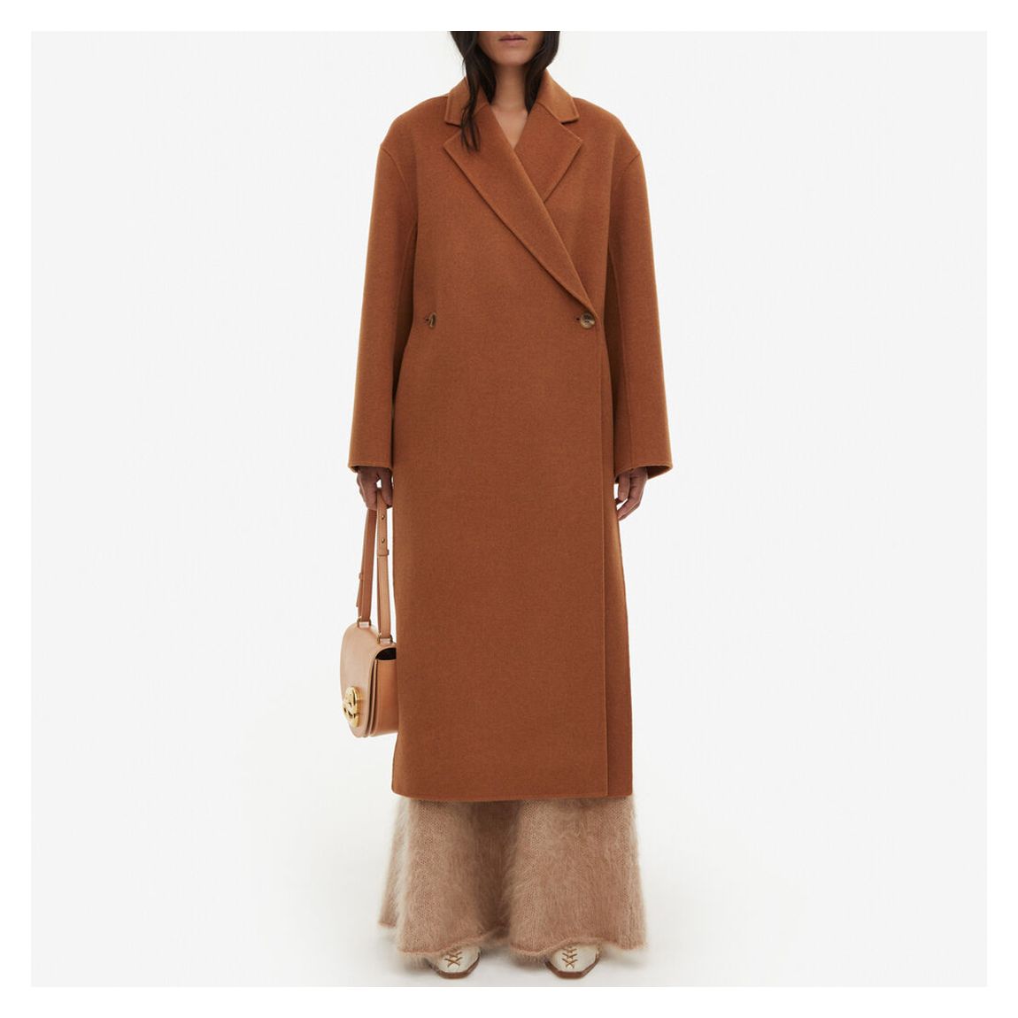 Brown Ayvian Wool Longline Coat main product photo