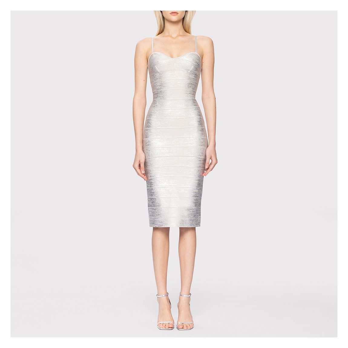 Silver Strappy Sweetheart Midi Dress main product photo