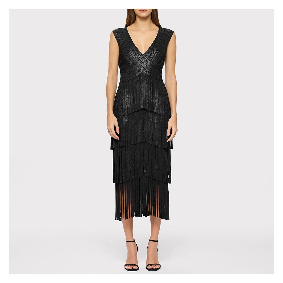 Black Fringe Midi Dress main product photo