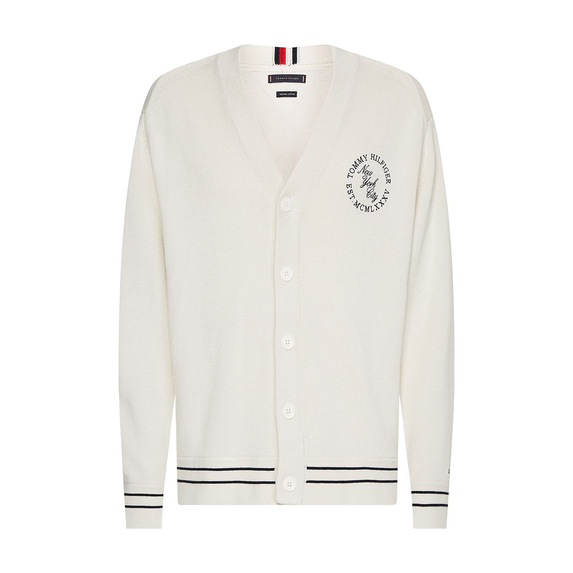 Cream V-Neck Cotton Cardigan main product photo