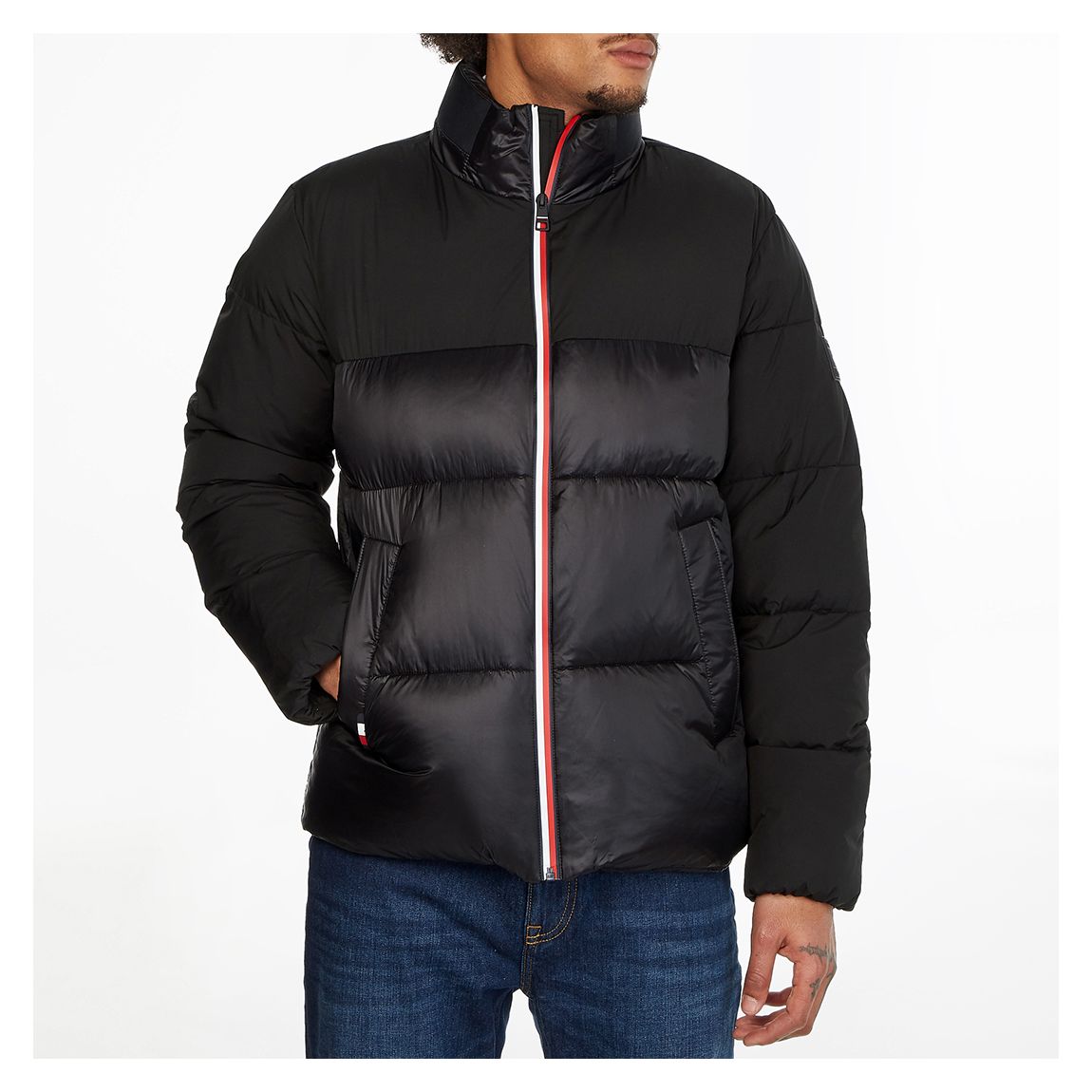 Black Hilfiger Tech Stand Puffer Coat main product photo